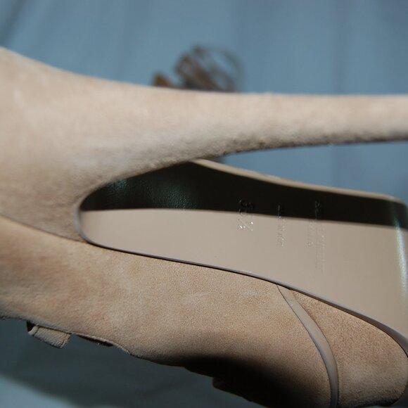 US 5.5❤️ SAINT LAURENT Nude SUEDE LEATHER High Heels Platform Gladiator Sandals - Picture 11 of 13